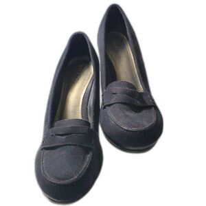 Merona Black Penny Loafer Wedges Women's Size 7 Narrow